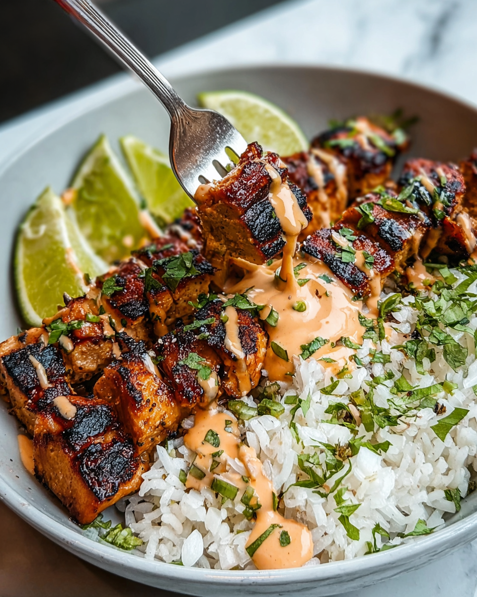 Sweet Chili Chicken Bowl with Coconut Lime Drizzle Recipe