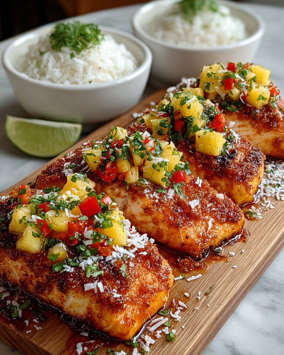 Coconut Crusted Salmon with Pineapple Salsa Recipe - Recipe Image