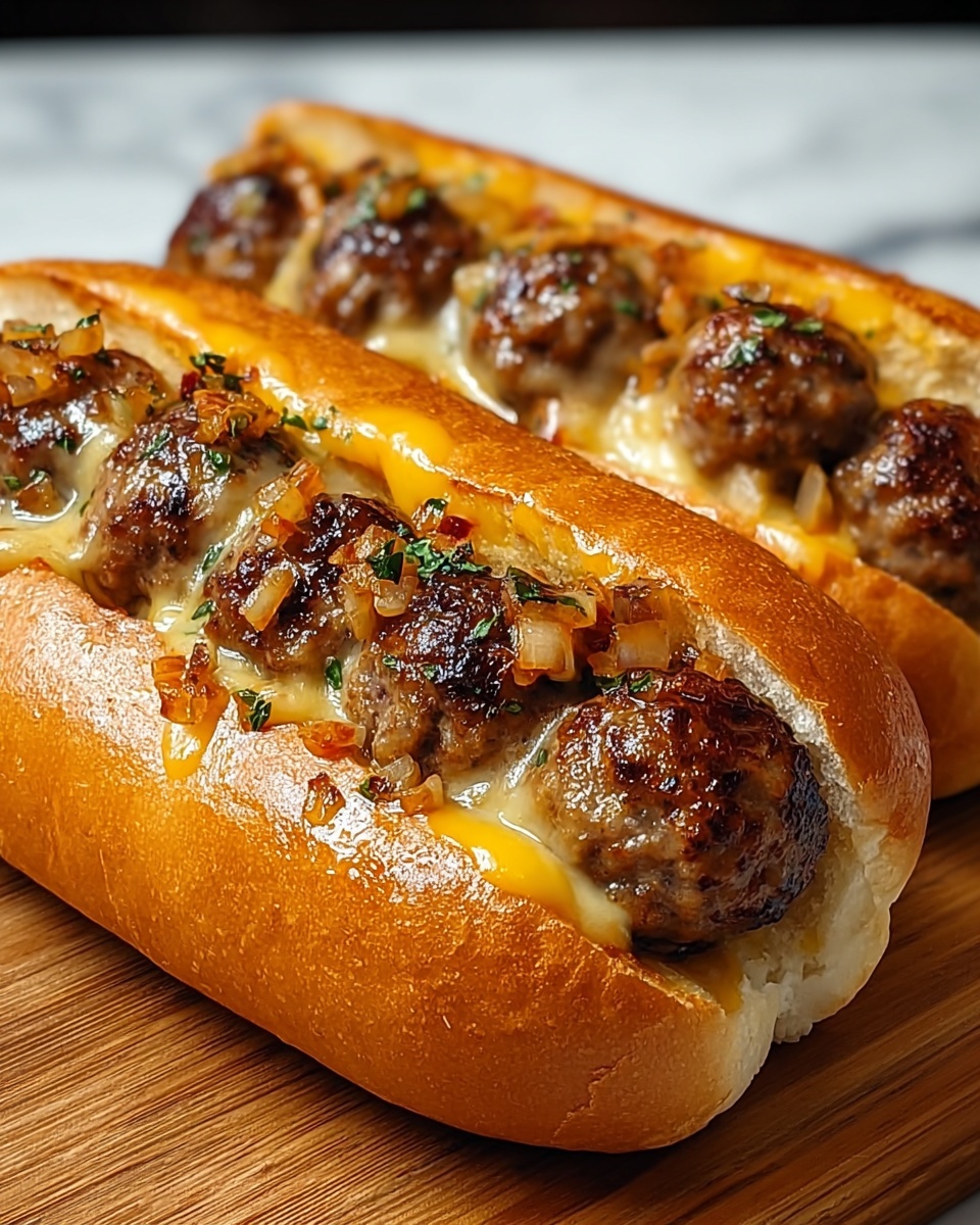 Bourbon BBQ Bacon Cheeseburger Meatball Subs Recipe - Recipe Image