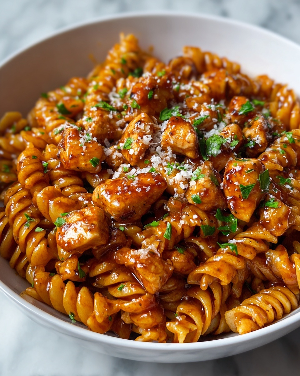 One-Pot Honey Garlic BBQ Chicken Pasta Recipe - Recipe Image
