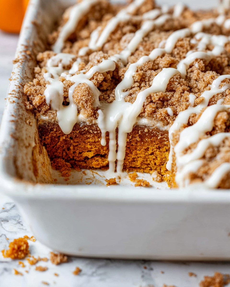 Pumpkin Coffee Cake with Streusel Topping and Vanilla Icing Recipe
