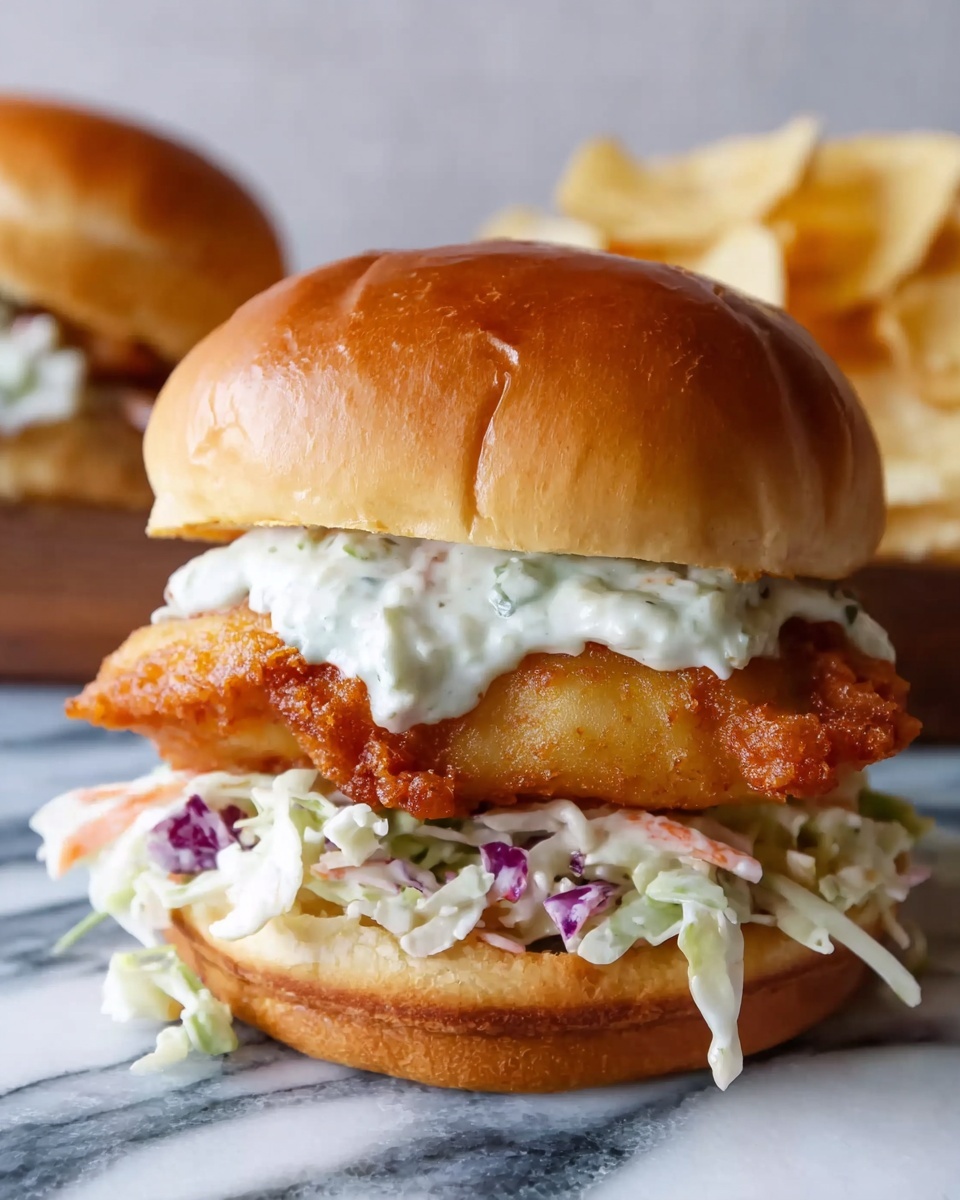 The Best Fried Fish Burger Recipe - Recipe Image
