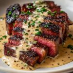 Juicy Steak with Creamy Garlic Sauce Recipe