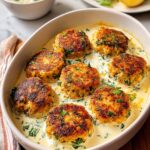 Salmon Patties with Creamy Lemon-Garlic Sauce Recipe