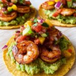 Crispy Shrimp Tostadas with Mango Salsa and Guacamole Recipe