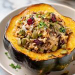 Vegan Stuffed Acorn Squash with Cranberries, Nuts, and Herb-Infused Rice Recipe