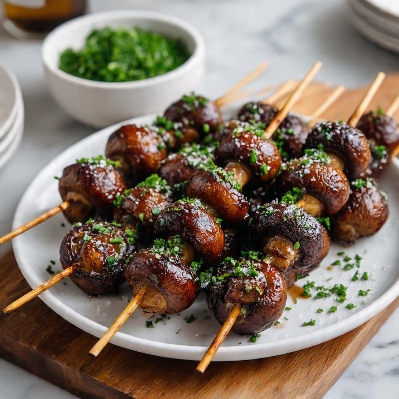 Marinated Grilled Mushroom Skewers Recipe - Recipe Image