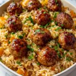 Honey Garlic Meatball Rice Bake Recipe