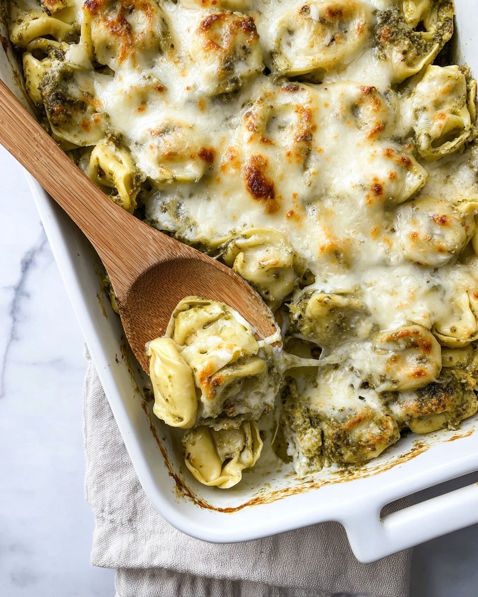 Cheesy Pesto Tortellini Bake with Mozzarella Recipe - Recipe Image