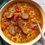 Spicy Jambalaya Soup with Andouille Sausage and Chicken Recipe