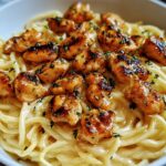 Garlic Butter Chicken Bites with Savory Creamy Parmesan Pasta Recipe
