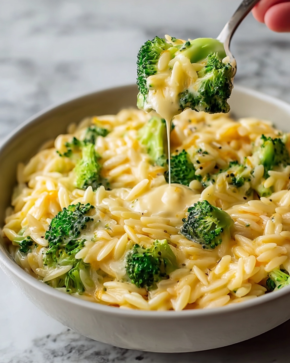 Creamy One-Pot Broccoli Cheddar Orzo Recipe - Recipe Image