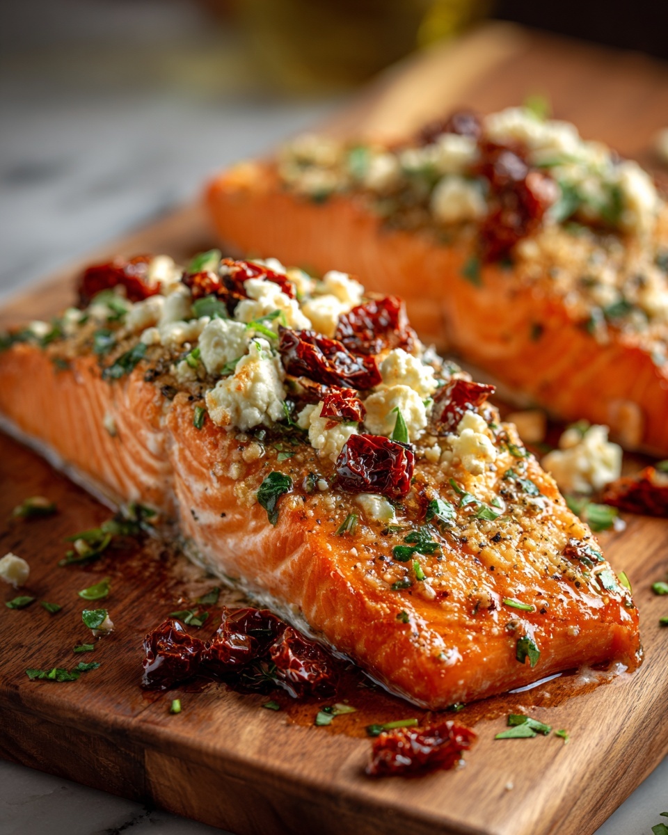 Mediterranean Baked Salmon with Feta and Sun-Dried Tomatoes Recipe