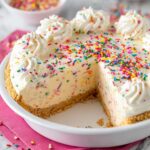 No Churn Cake Batter Ice Cream Pie Recipe