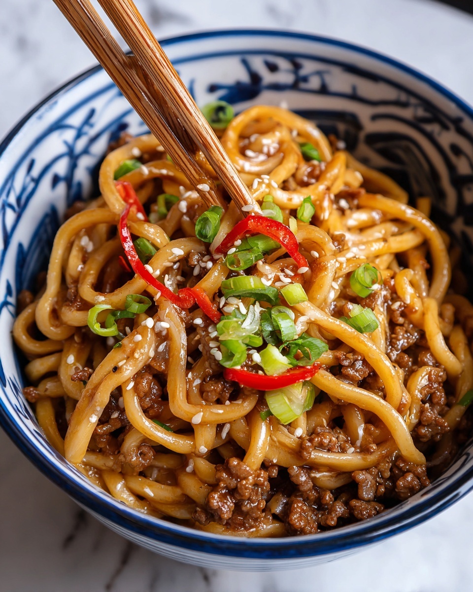 Ground Beef Mongolian Noodles Recipe - Recipe Image
