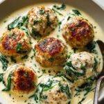 Chicken Ricotta Meatballs in Spinach Alfredo Sauce Recipe
