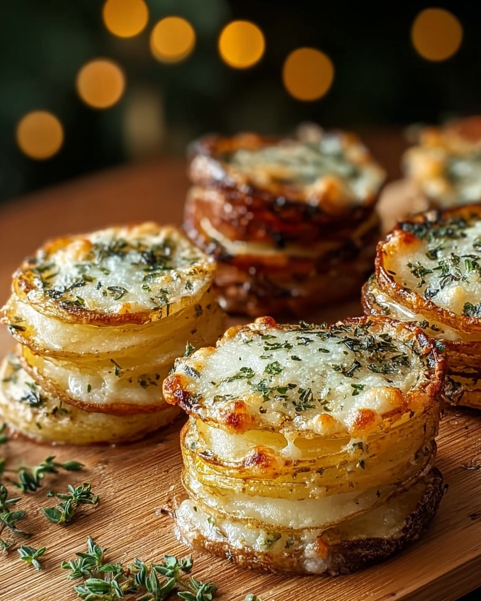 Roasted Garlic Parmesan Potato Stacks Recipe - Recipe Image