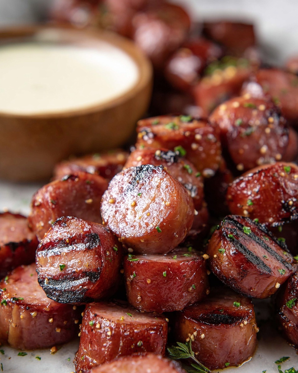 Mustard Hasselback Kielbasa Bites Recipe