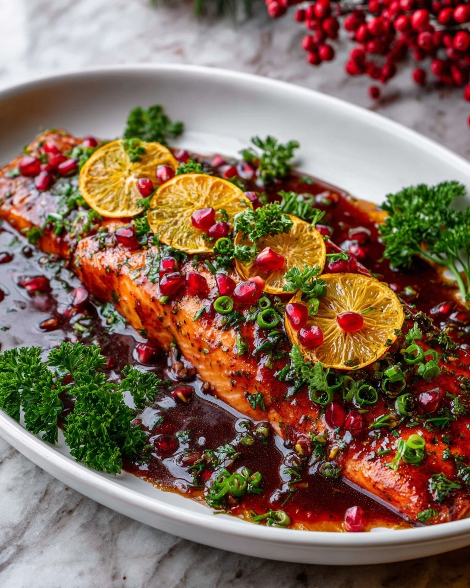 Christmas Salmon with Pomegranate and Orange Glaze Recipe