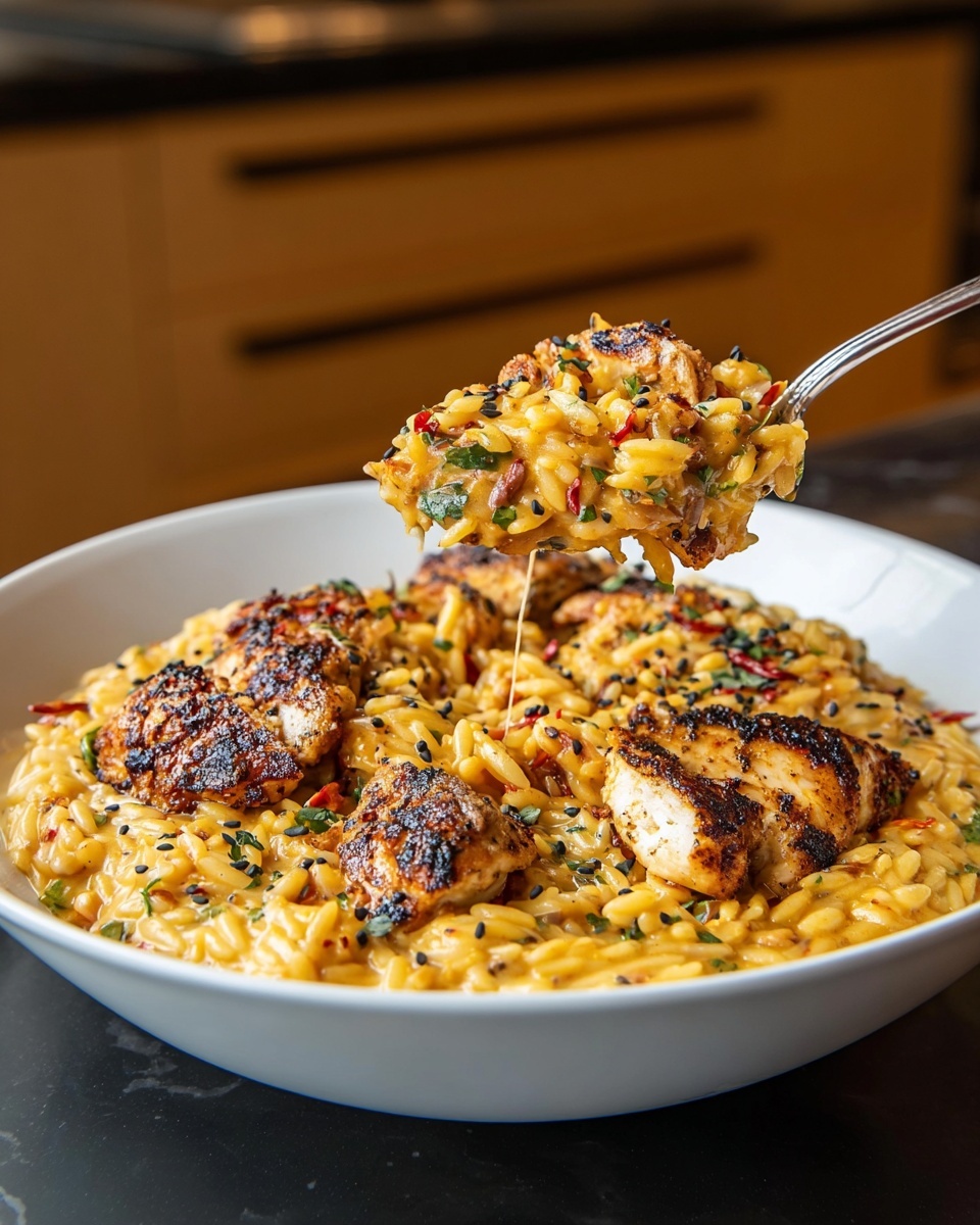 One-Pot Cajun Chicken Alfredo Orzo Recipe - Recipe Image