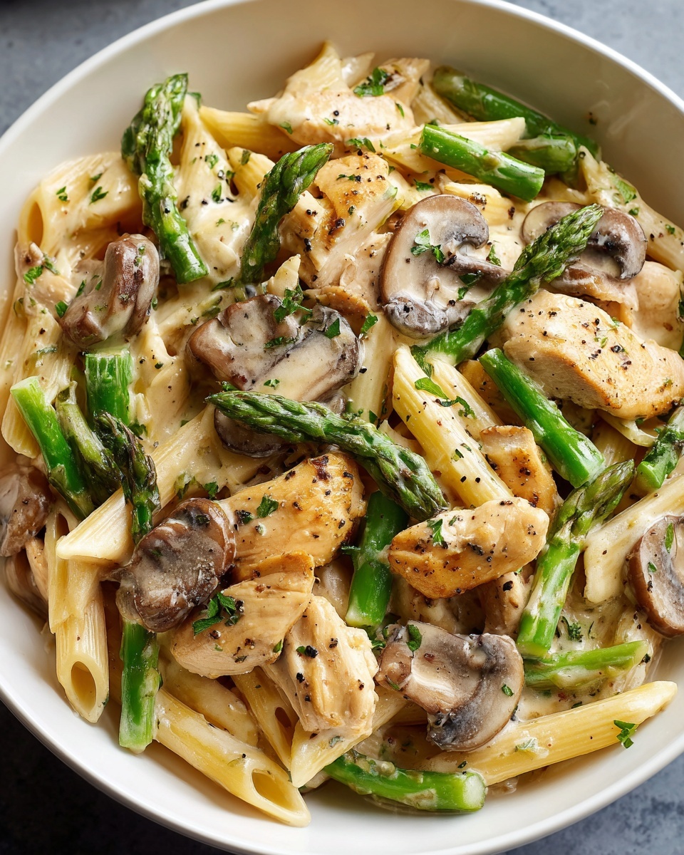 Creamy Mushroom and Asparagus Chicken Penne Recipe