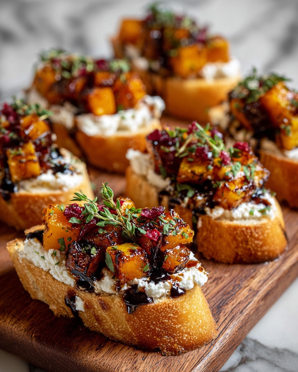 Butternut Squash and Ricotta Crostini with Cranberry-Balsamic Drizzle Recipe - Recipe Image