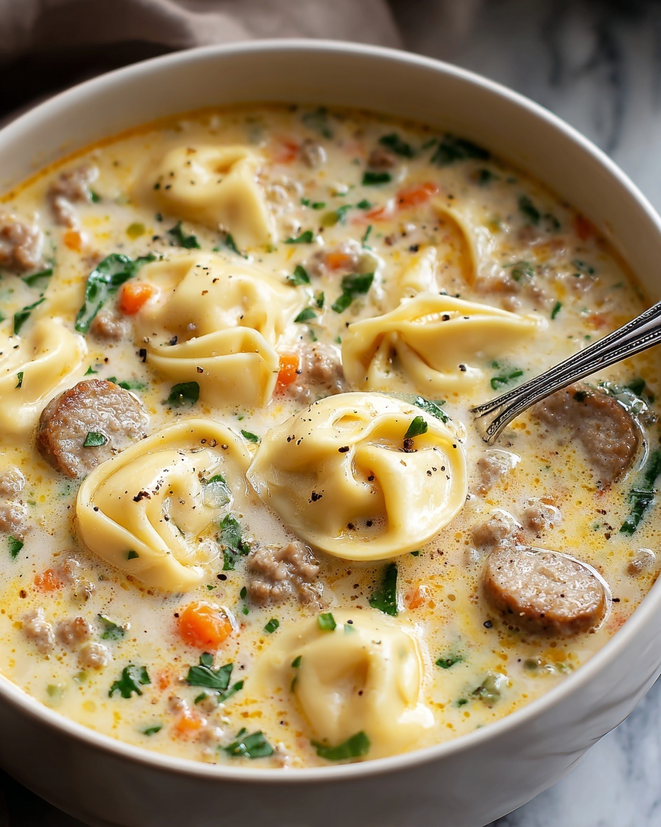 Slow Cooker Creamy Sausage & Tortellini Soup Recipe