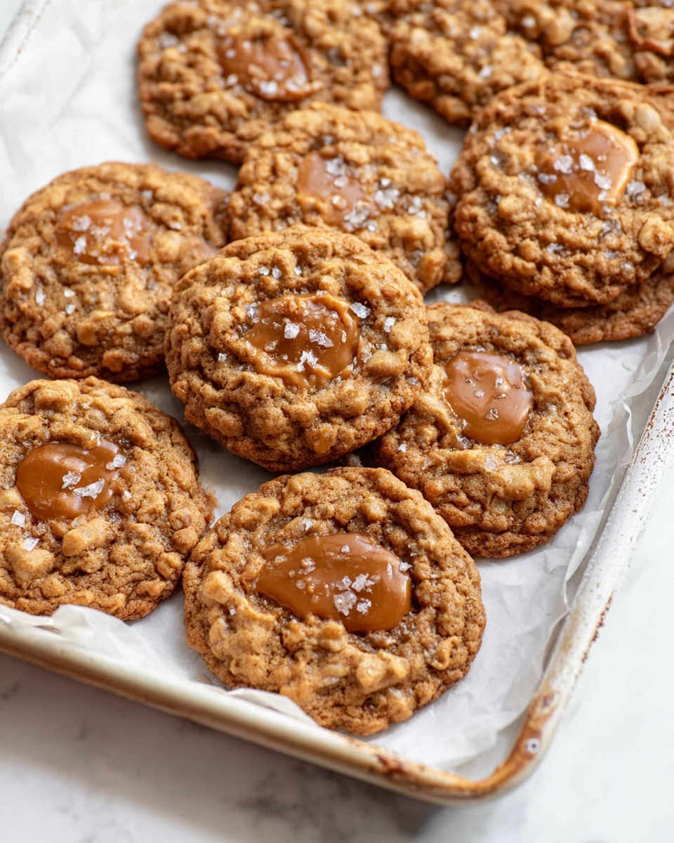 Caramel Oatmeal Cookies with Toffee Bits and Flaked Salt Recipe
