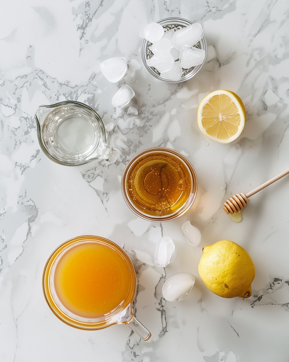 Two clear white glasses filled with vibrant orange-red cocktail with large ice cubes inside, placed side by side on a white marble countertop, captured in a professional 3/4 angle food photo with natural lighting, showing the full drink presentation as a refreshing shared set, photo taken with an iphone --ar 4:5 --v 7