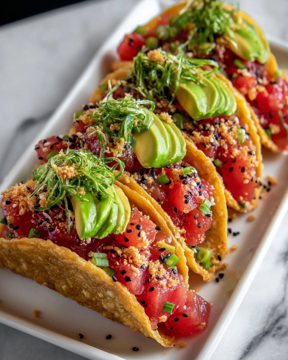 Spicy Tuna Tartare Wonton Tacos Recipe - Recipe Image