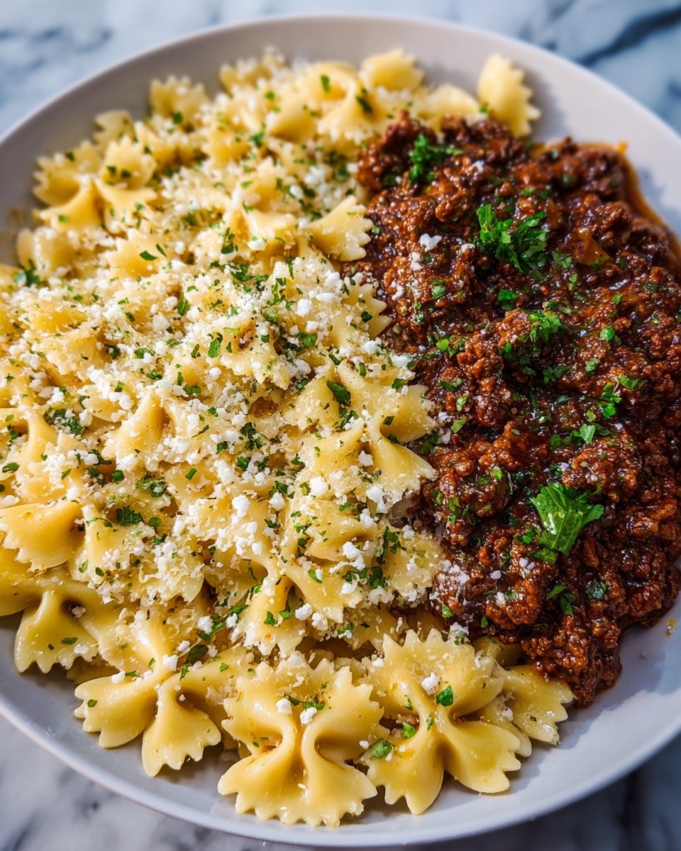 Cheesy Bowtie Pasta with Savory Cajun Ground Beef in Garlic Cream Recipe