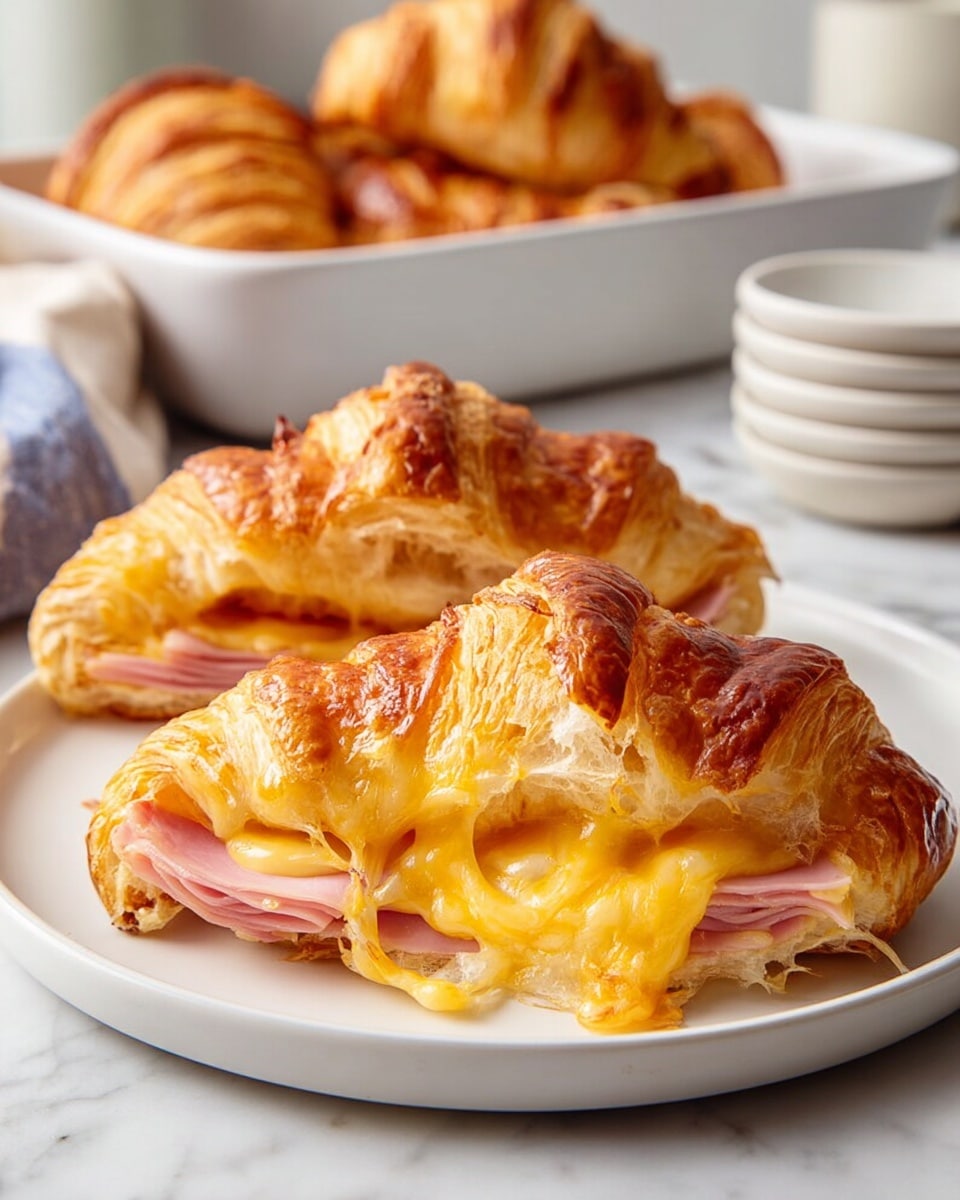 Baked Ham and Cheese Croissants Recipe - Recipe Image