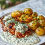 Spicy Yogurt-Marinated Chicken with Dill Feta Cream and Crispy Baby Potatoes Recipe