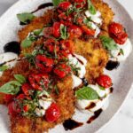 Crispy Chicken Caprese with Blistered Cherry Tomato Basil and Balsamic Glaze Recipe