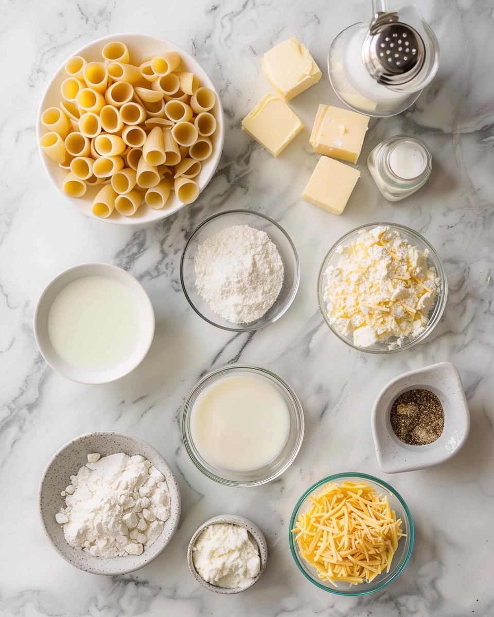 Large white enamel pot filled with creamy homemade macaroni and cheese, featuring tender, shell-shaped pasta lavishly coated in a smooth, rich cheddar cheese sauce, a wooden spoon resting inside, the full dish captured from an overhead angle on a white marble countertop, professional food styling, natural lighting, photo taken with an iphone --ar 4:5 --v 7