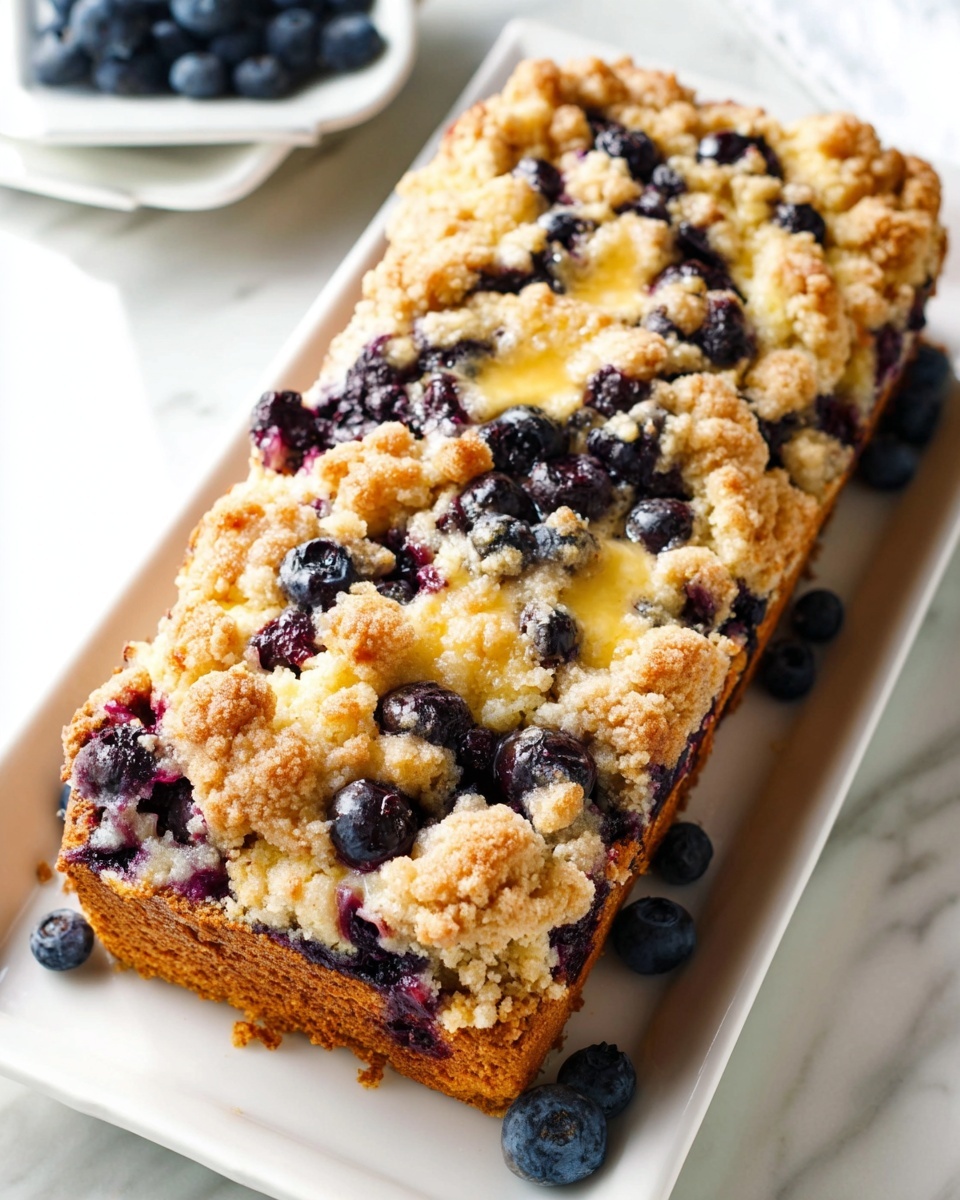 Blueberry Lemon Loaf with Crumble Topping and Lemon Glaze Recipe