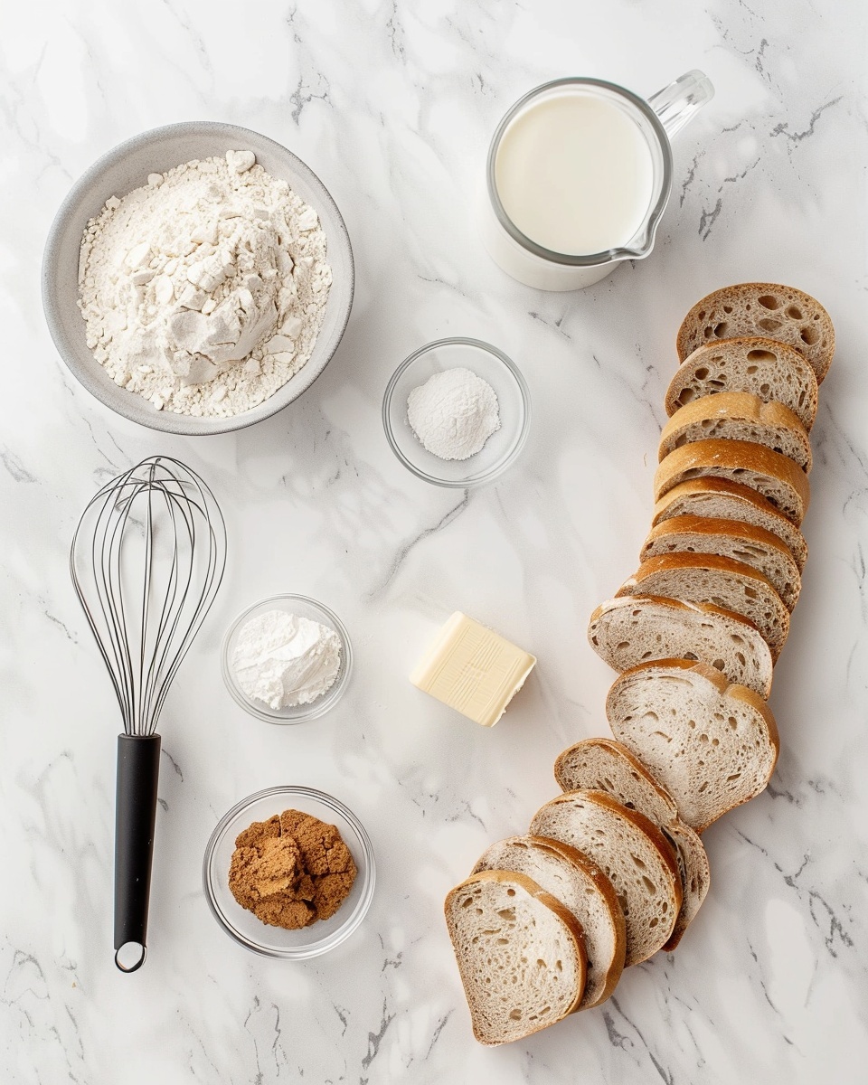 Large white plate featuring a full stack of golden-brown French toast slices arranged in a neat pile, topped with a generous swirl of whipped cream dusted with a light sprinkle of cinnamon. The toast is surrounded by a vibrant assortment of fresh berries including blackberries, raspberries, and blueberries, all placed on a rustic wooden surface with a white marble background. The scene is illuminated with natural light, showcasing the warm, crispy texture of the toast and the juicy freshness of the berries, captured in a professional 3/4 angle food magazine hero shot, photo taken with an iphone --ar 4:5 --v 7