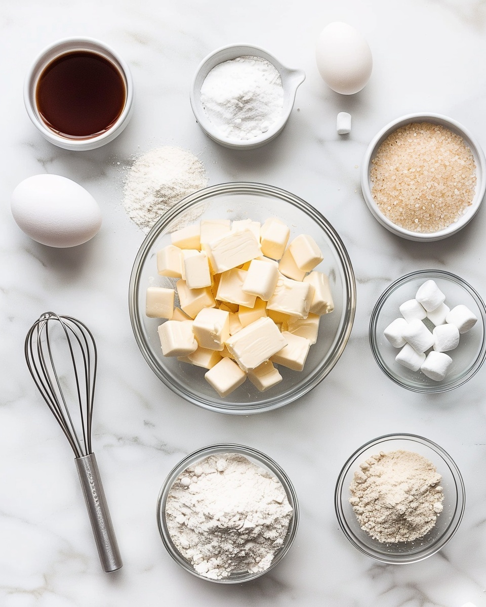 A large white rectangular cooling rack filled with multiple freshly baked oatmeal cookies topped with abundant white mini marshmallows evenly spread over each cookie, showcasing their golden brown texture and chewy edges, all arranged neatly and photographed from a 3/4 angle on a white marble countertop with natural lighting, professional food styling photo taken with an iphone --ar 4:5 --v 7