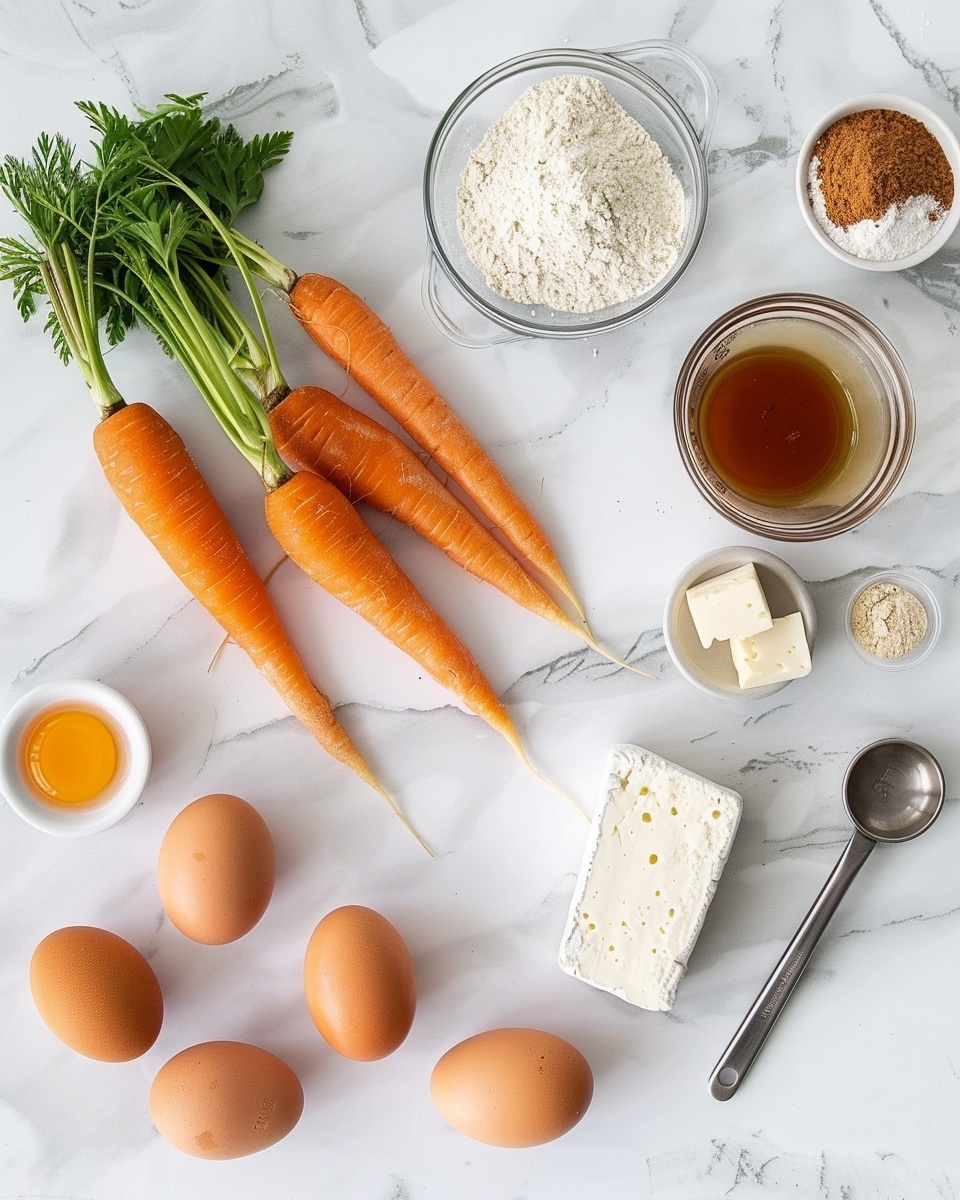 Whole carrot cake in a large white rectangular baking dish, richly textured with visible shredded carrot throughout, topped generously with smooth cream cheese frosting and sprinkled with chopped pecans, photographed in natural light on a white marble countertop, professional overhead hero shot from a food magazine, photo taken with an iphone --ar 4:5 --v 7