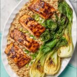 Sheet-Pan Salmon with Bok Choy & Miso Glaze Over Brown Rice Recipe