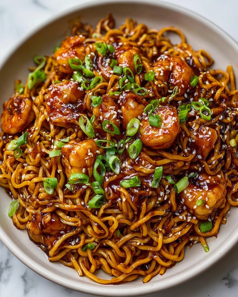 Sticky Garlic Chicken Noodles Recipe
