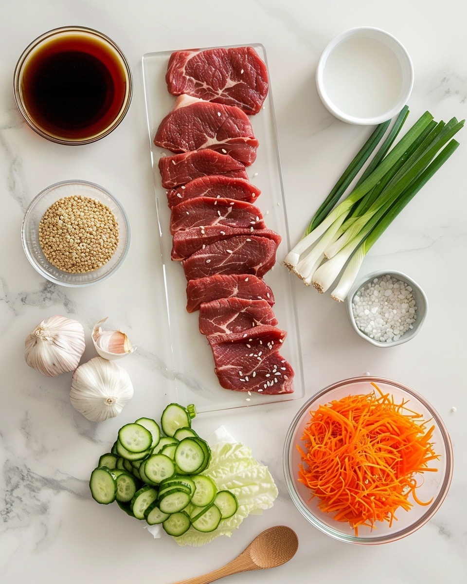 Korean BBQ Steak Rice Bowls with Spicy Cream Sauce Recipe 5 Single white plate featuring a plated portion of tender beef brisket slices with a beautifully charred crust, layered over fluffy white rice, topped with a drizzle of rich yellow mustard sauce, finely chopped green onions, and thinly sliced red chili peppers adding vibrant color contrast; a perfectly cooked sunny-side-up egg nestles behind the brisket, yolk vivid and glossy, all set on a white marble surface with natural lighting highlighting the texture and layers of the meat and accompaniments, styled like a food blog close-up serving photo taken with an iphone --ar 4:5 --v 7