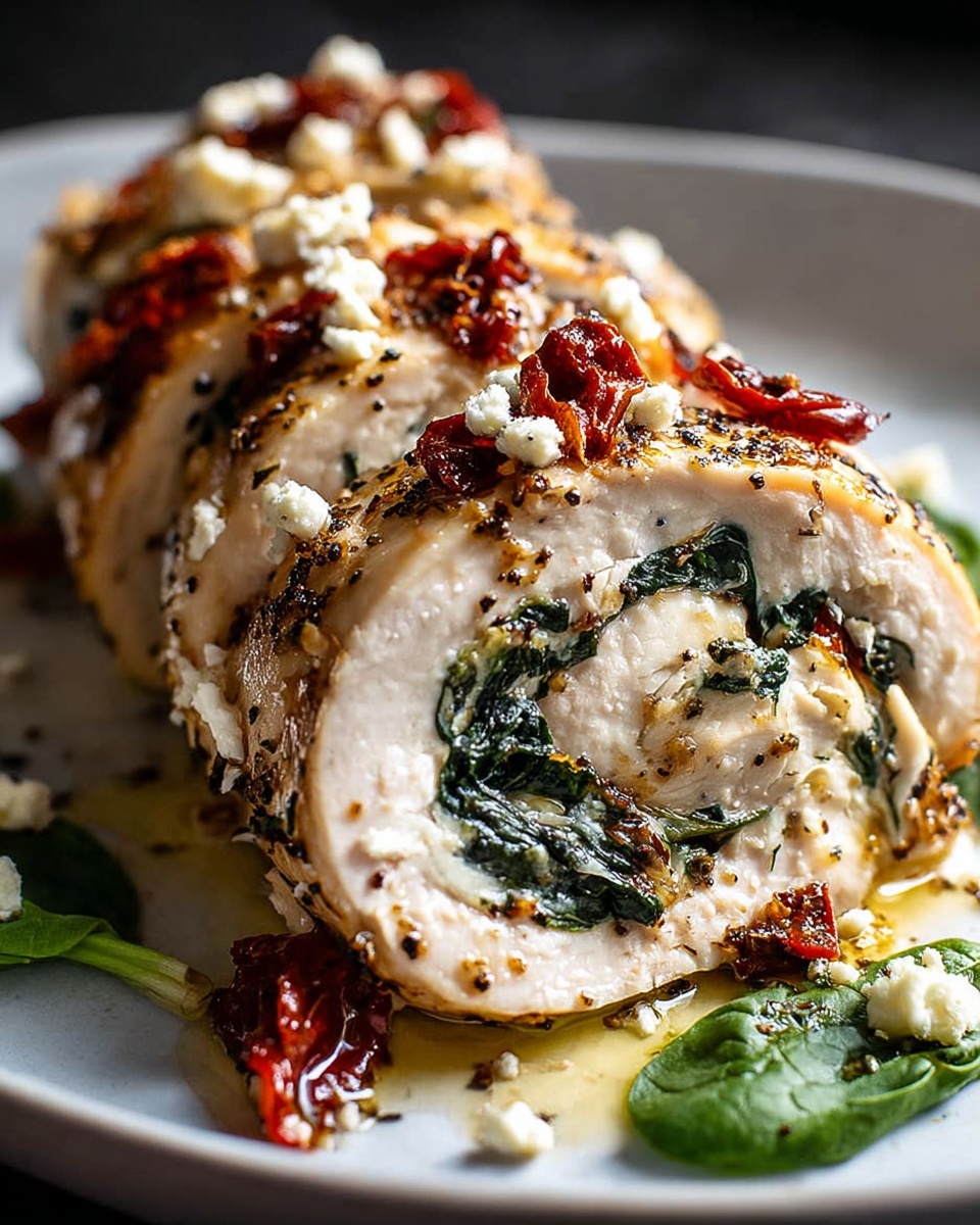 Rolled Chicken with Feta, Spinach, and Sun-Dried Tomatoes Recipe