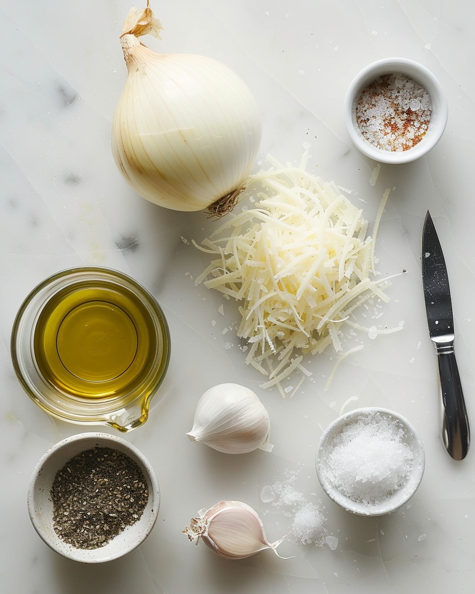 Viral 2 Ingredient Onion Ring Chips as Burger Buns Recipe 5 Single white plate featuring one large, golden-brown crispy cheese and onion round with visible caramelized edges and melted cheese texture, accompanied by a small white square dish of creamy, speckled dipping sauce, close-up angled shot capturing the delicate crunch and layered onion slices beneath the cheese crust, set on white marble surface with natural lighting, styled like an inviting individual serving from a food blog, photo taken with an iphone --ar 4:5 --v 7