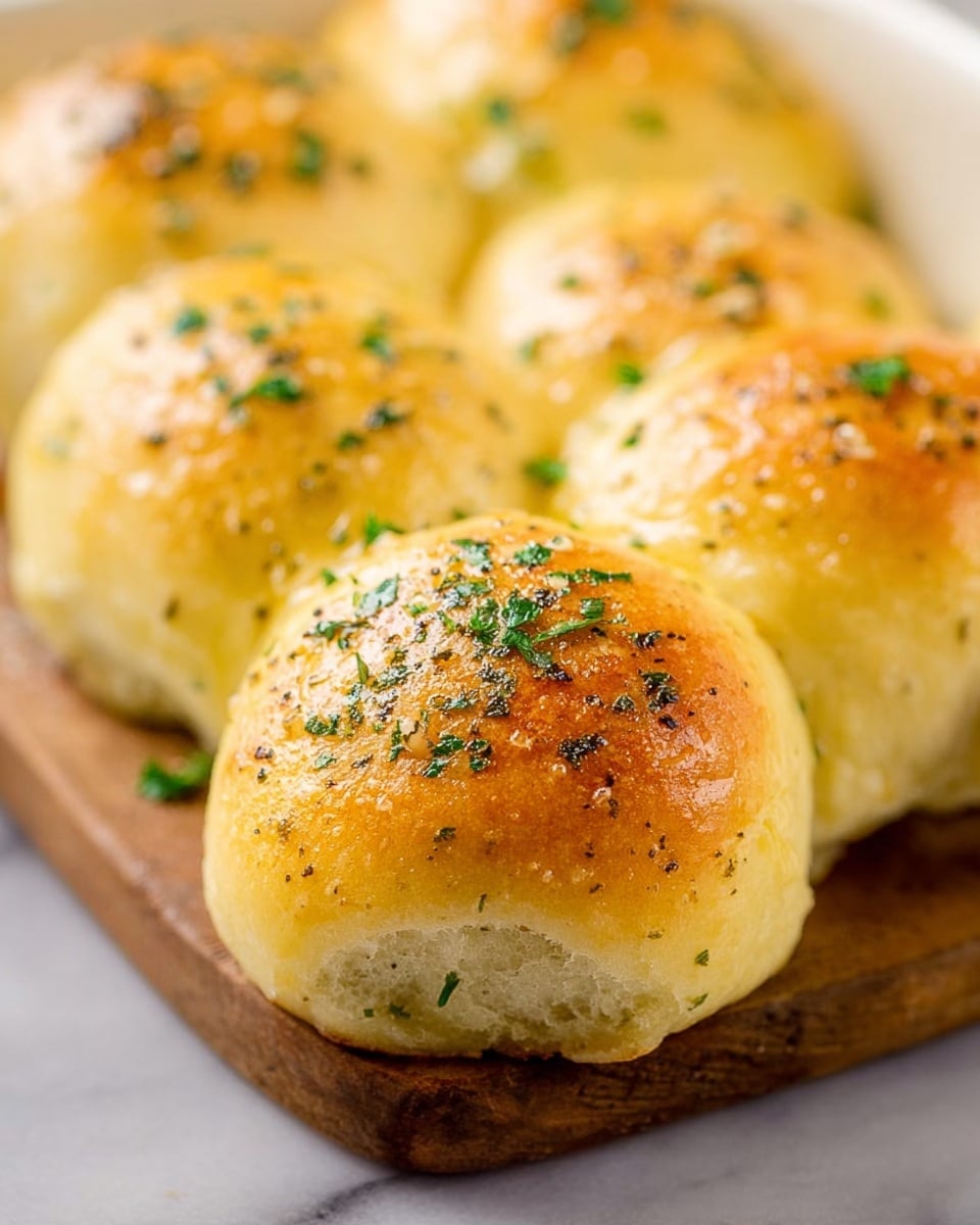 Single white plate showcasing one cheese-stuffed garlic bread ball, broken open to reveal melted cheese stretching irresistibly from the soft, herb-speckled bread interior, sprinkled with fresh chopped parsley and coarse black pepper, photographed close-up at an angled view to emphasize the pillowy texture and the creamy cheese inside, set on a white marble surface with natural lighting, styled like an inviting comfort food serving, photo taken with an iphone --ar 4:5 --v 7