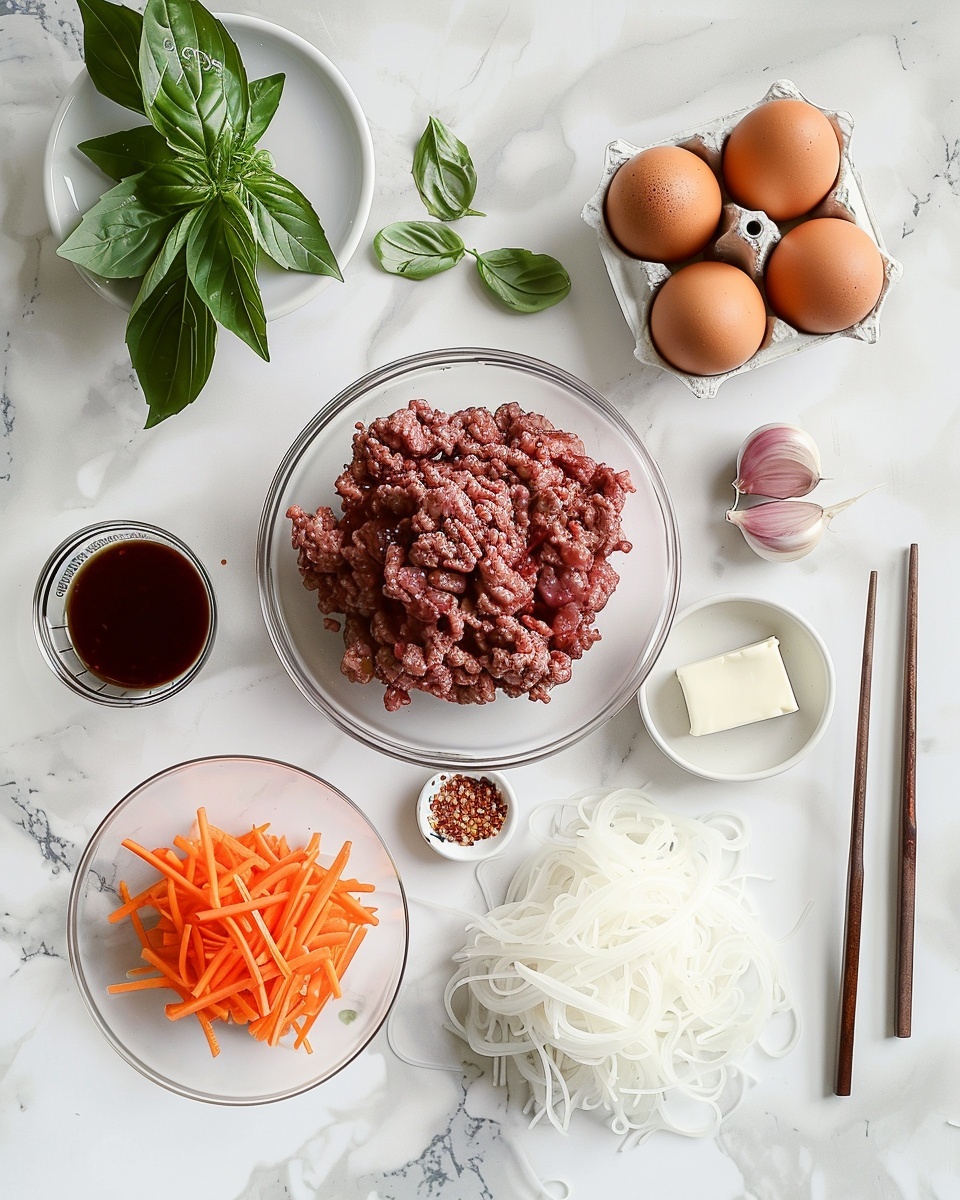 Rustic wooden tray filled with a generous batch of whole crispy golden-brown spring rolls, garnished with chopped green onions scattered on top, surrounded by fresh vibrant green basil leaves, sliced red chili peppers, lime wedges, and crisp leafy lettuce on a clean white ceramic platter; two small white bowls of rich, chunky dipping sauce with chili flakes accompany the dish, all arranged beautifully on a white marble countertop under natural light, professional food magazine hero shot photographed with an iphone --ar 4:5 --v 7