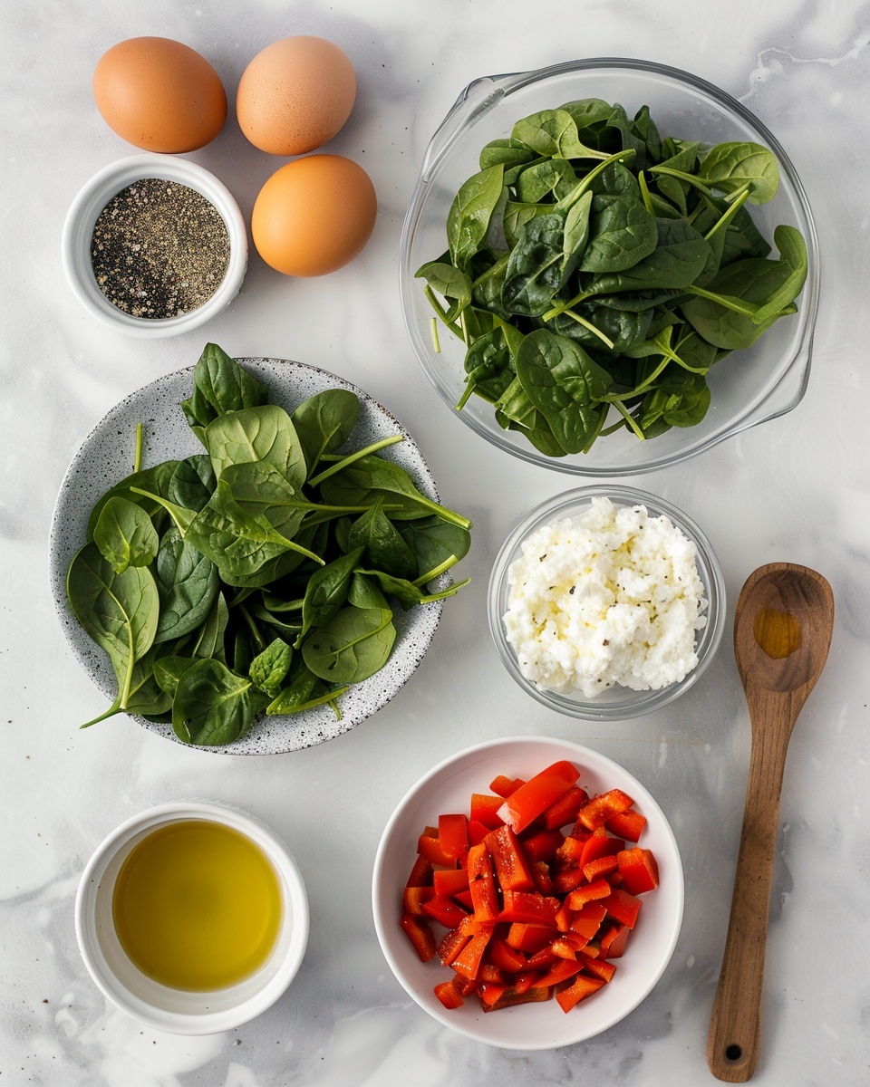 Single white plate presenting one generously sized egg muffin portion sliced to reveal vibrant layers of fluffy eggs, fresh spinach, red bell peppers, and green onions inside, close-up angled shot highlighting the moist texture and colorful vegetable inclusions, garnished with scattered fresh green onion pieces, set on a white marble surface with natural lighting, intimate plated serving photo taken with an iphone --ar 4:5 --v 7