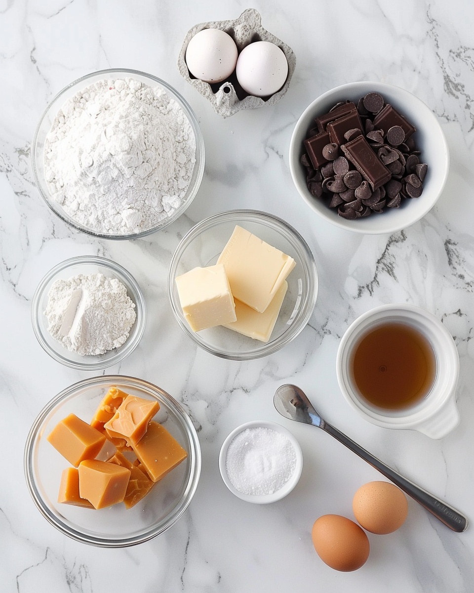 Twix Cookie Cups Recipe 5 Single white plate showcasing one cookie with a thick layer of smooth caramel and glossy milk chocolate topping, bitten edge revealing the soft, delicate shortbread texture inside, close-up angled shot highlighting the contrast between creamy caramel and tender cookie, placed on white marble surface with natural lighting, styled like a food blog feature, photo taken with an iphone --ar 4:5 --v 7