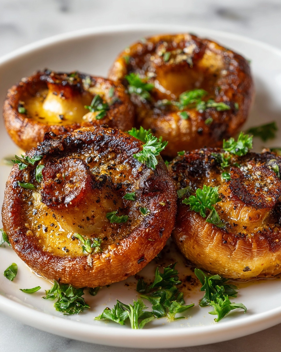 Large white serving bowl overflowing with whole sautéed mushrooms, glistening with a golden-brown sear and sprinkled generously with fresh chopped parsley and cracked black pepper, showcasing the full batch ready to serve, captured with natural light on a white marble countertop, professional food magazine hero shot photo taken with an iphone --ar 4:5 --v 7