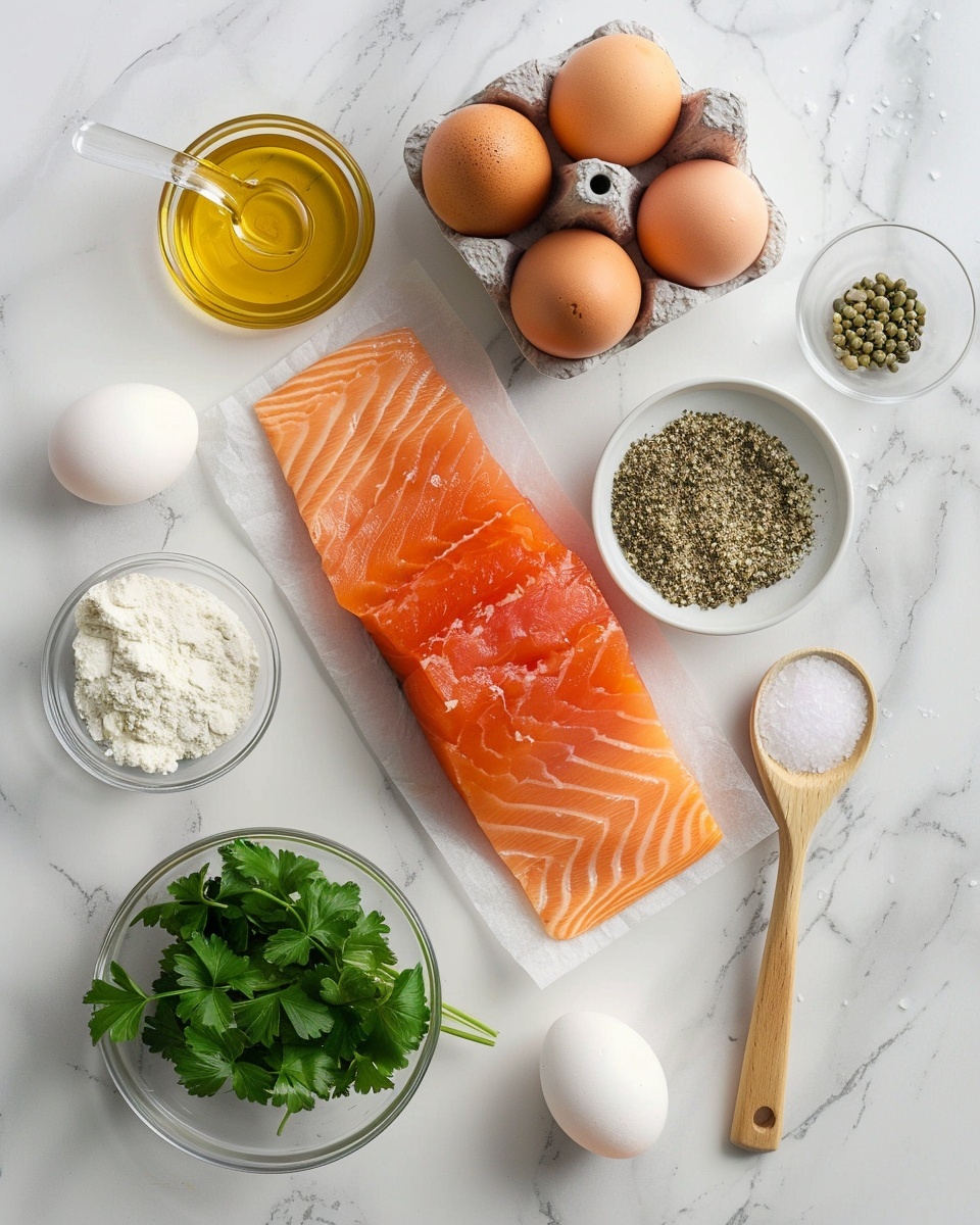 Single white plate featuring one perfectly seared salmon fillet portion, showcasing the crispy, caramelized edges and tender interior with visible flaky texture, garnished with finely chopped fresh herbs on top, accompanied by a small white ramekin of creamy, speckled mustard sauce, shot at an intimate close-up angle on a white marble surface with natural lighting, styled like a premium food blog presentation, photo taken with an iphone --ar 4:5 --v 7